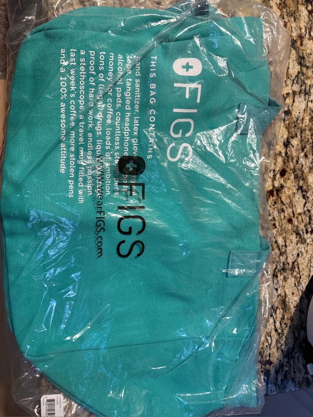 Figs Teal Utility Tote Bag with Logo